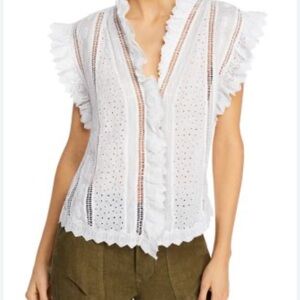 Frame Denim White Eyelet Lace Blouse